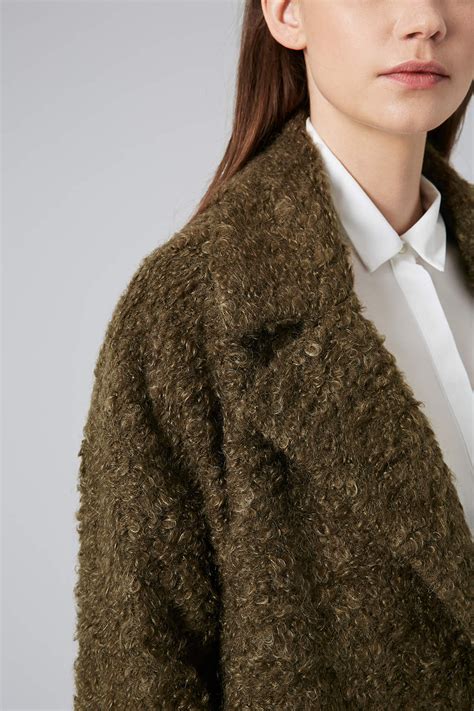 Wool mohair coat in olive green 